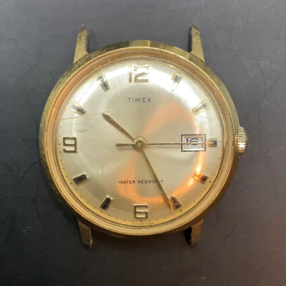 Vintage 1970 Timex Marlin Hand Wind Watch Gold Tone -Date RUNS - Picture 1 of 5